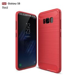 Luxury Carbon Fiber Brushed Wire Drawing Silicone TPU Back Cover for Samsung Galaxy S8 (Red)