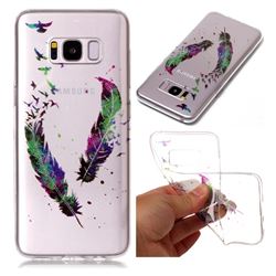 Colored Feathers Super Clear Flash Powder Shiny Soft TPU Back Cover for Samsung Galaxy S8