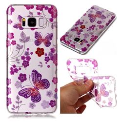 Safflower Butterfly Super Clear Flash Powder Shiny Soft TPU Back Cover for Samsung Galaxy S8
