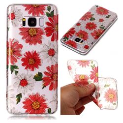 Red Daisy Super Clear Flash Powder Shiny Soft TPU Back Cover for Samsung Galaxy S8