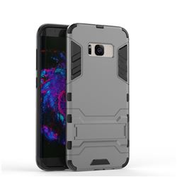 Armor Premium Tactical Grip Kickstand Shockproof Dual Layer Rugged Hard Cover for Samsung Galaxy S8 - Gray