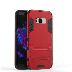 Armor Premium Tactical Grip Kickstand Shockproof Dual Layer Rugged Hard Cover for Samsung Galaxy S8 - Wine Red