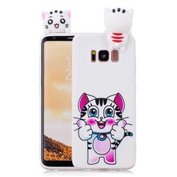 Cute Pink Kitten Soft 3D Climbing Doll Soft Case for Samsung Galaxy S8
