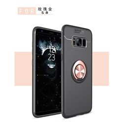 Auto Focus Invisible Ring Holder Soft Phone Case for Samsung Galaxy S8 - Black Gold