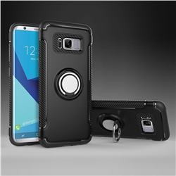 Armor Anti Drop Carbon PC + Silicon Invisible Ring Holder Phone Case for Samsung Galaxy S8 - Black