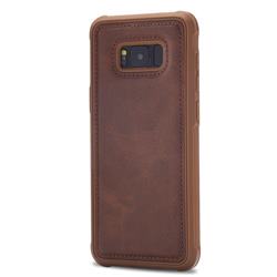Luxury Shatter-resistant Leather Coated Phone Back Cover for Samsung Galaxy S8 - Coffee