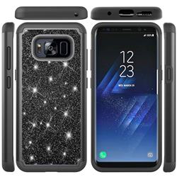 Glitter Rhinestone Bling Shock Absorbing Hybrid Defender Rugged Phone Case Cover for Samsung Galaxy S8 - Black