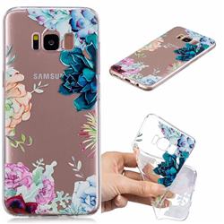 Gem Flower Clear Varnish Soft Phone Back Cover for Samsung Galaxy S8