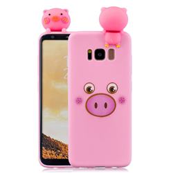 Small Pink Pig Soft 3D Climbing Doll Soft Case for Samsung Galaxy S8