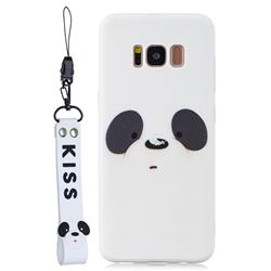 White Feather Panda Soft Kiss Candy Hand Strap Silicone Case for Samsung Galaxy S8