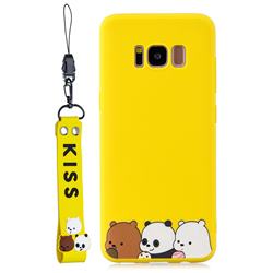 Yellow Bear Family Soft Kiss Candy Hand Strap Silicone Case for Samsung Galaxy S8