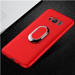 Anti-fall Invisible 360 Rotating Ring Grip Holder Kickstand Phone Cover for Samsung Galaxy S8 - Red