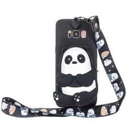 Cute Panda Neck Lanyard Zipper Wallet Silicone Case for Samsung Galaxy S8
