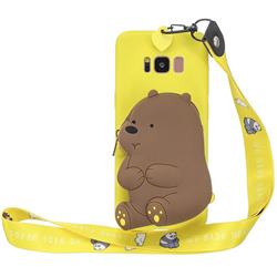 Yellow Bear Neck Lanyard Zipper Wallet Silicone Case for Samsung Galaxy S8
