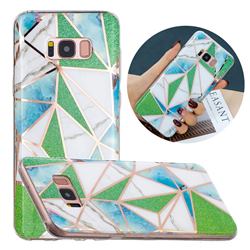 Green Triangle Painted Marble Electroplating Protective Case for Samsung Galaxy S8