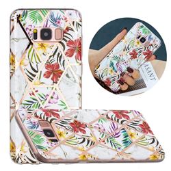 Tropical Rainforest Flower Painted Marble Electroplating Protective Case for Samsung Galaxy S8