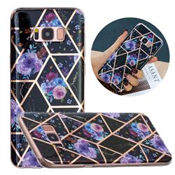 Black Flower Painted Marble Electroplating Protective Case for Samsung Galaxy S8