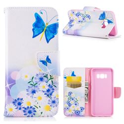 Butterflies Flowers Leather Wallet Case for Samsung Galaxy S8