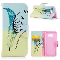 Feather Bird Leather Wallet Case for Samsung Galaxy S8