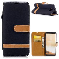 Jeans Cowboy Denim Leather Wallet Case for Samsung Galaxy S8 - Black