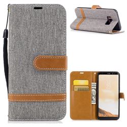 Jeans Cowboy Denim Leather Wallet Case for Samsung Galaxy S8 - Gray