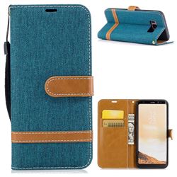 Jeans Cowboy Denim Leather Wallet Case for Samsung Galaxy S8 - Green