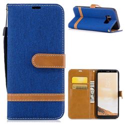 Jeans Cowboy Denim Leather Wallet Case for Samsung Galaxy S8 - Sapphire