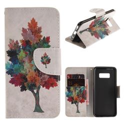 Colored Tree PU Leather Wallet Case for Samsung Galaxy S8