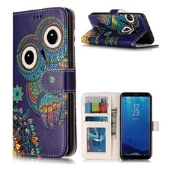 Folk Owl 3D Relief Oil PU Leather Wallet Case for Samsung Galaxy S8