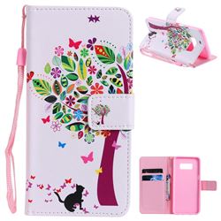 Cat and Tree PU Leather Wallet Case for Samsung Galaxy S8