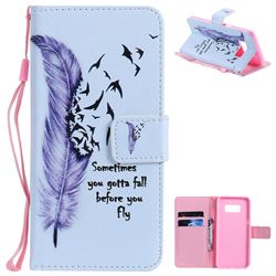 Feather Birds PU Leather Wallet Case for Samsung Galaxy S8