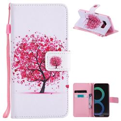 Colored Red Tree PU Leather Wallet Case for Samsung Galaxy S8