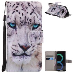 White Leopard PU Leather Wallet Case for Samsung Galaxy S8