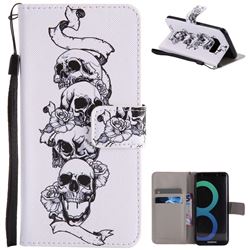 Skull Head PU Leather Wallet Case for Samsung Galaxy S8