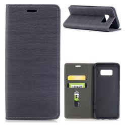 Tree Bark Pattern Automatic suction Leather Wallet Case for Samsung Galaxy S8 - Gray