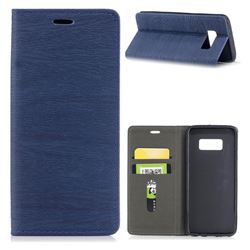 Tree Bark Pattern Automatic suction Leather Wallet Case for Samsung Galaxy S8 - Blue