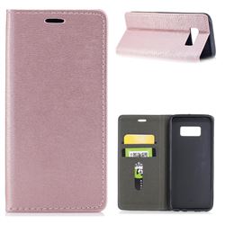 Tree Bark Pattern Automatic suction Leather Wallet Case for Samsung Galaxy S8 - Rose Gold
