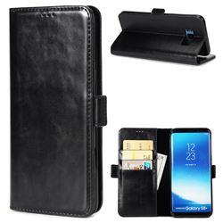 Luxury Crazy Horse PU Leather Wallet Case for Samsung Galaxy S8 - Black