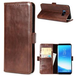Luxury Crazy Horse PU Leather Wallet Case for Samsung Galaxy S8 - Coffee