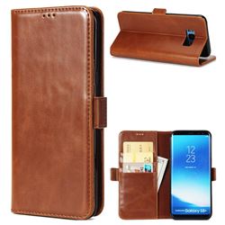Luxury Crazy Horse PU Leather Wallet Case for Samsung Galaxy S8 - Brown