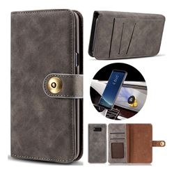 Luxury Vintage Split Separated Leather Wallet Case for Samsung Galaxy S8 - Black