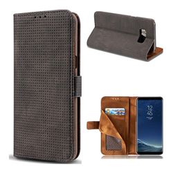 Luxury Vintage Mesh Monternet Leather Wallet Case for Samsung Galaxy S8 - Black