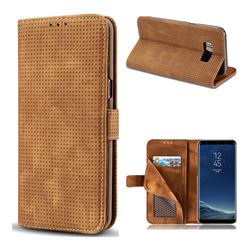 Luxury Vintage Mesh Monternet Leather Wallet Case for Samsung Galaxy S8 - Brown