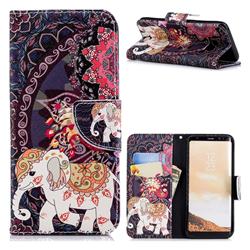 Totem Flower Elephant Leather Wallet Case for Samsung Galaxy S8