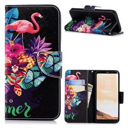 Flowers Flamingos Leather Wallet Case for Samsung Galaxy S8