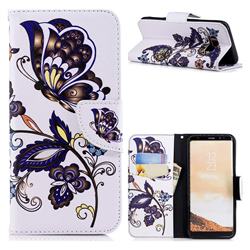 Butterflies and Flowers Leather Wallet Case for Samsung Galaxy S8