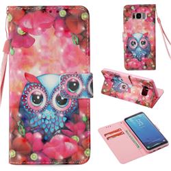 Flower Owl 3D Painted Leather Wallet Case for Samsung Galaxy S8