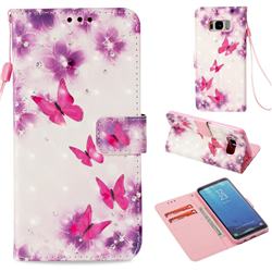 Stamen Butterfly 3D Painted Leather Wallet Case for Samsung Galaxy S8