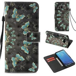 Golden Butterflies 3D Painted Leather Wallet Case for Samsung Galaxy S8