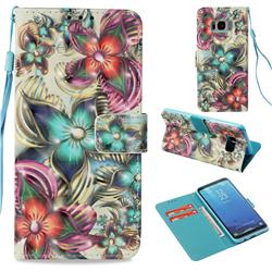 Kaleidoscope Flower 3D Painted Leather Wallet Case for Samsung Galaxy S8